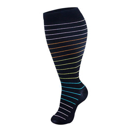 Plus Size Compression Socks Colorful Line