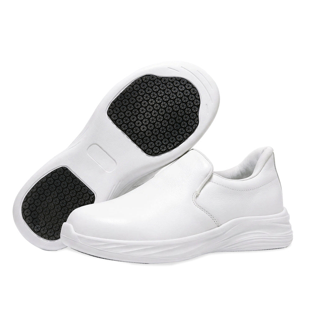 Hands-Free Slip-On Leather Work Shoes for Nurse and Chef