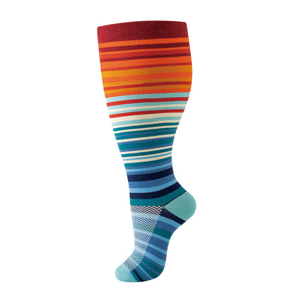 Plus Size Compression Socks Stripes