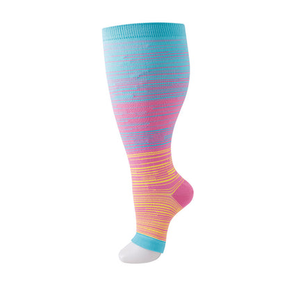 Plus Size Compression Socks Stripes