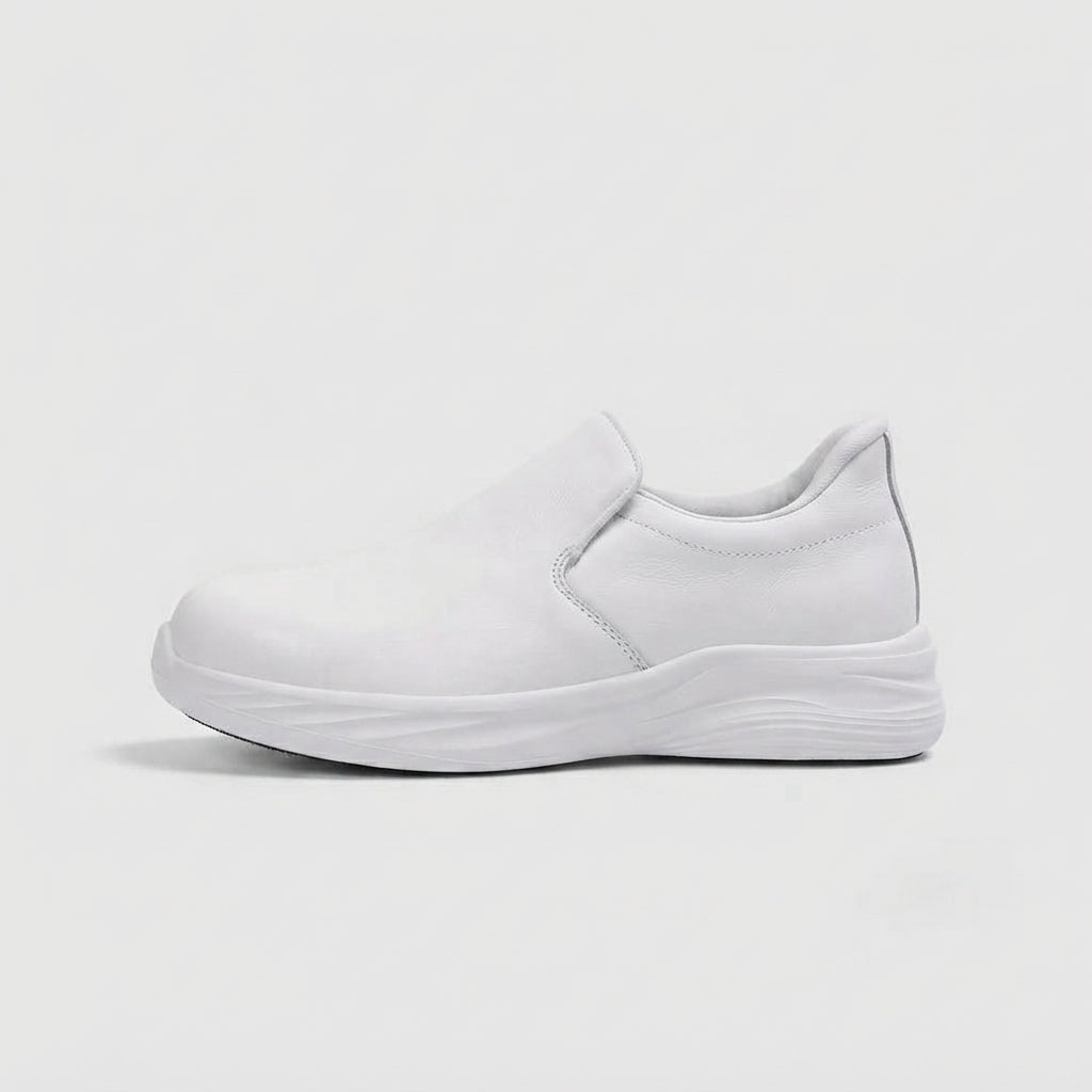 Hands-Free Slip-On Leather Work Shoes for Nurse and Chef
